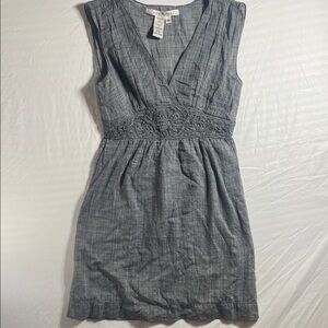 Max Studio Slate Blue-Grey Sleeveless V-Neck Mini Dress